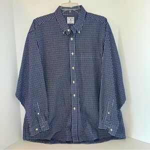 Brooks Brothers Sport Shirt Navy Gingham Plaid Long Sleeve Mens Size XL